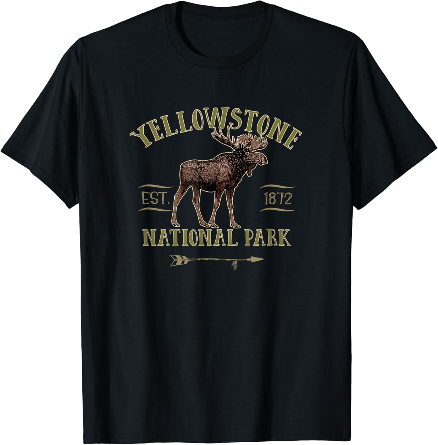 YELLOWSTONE NATIONAL PARK Moose souvenir gift TShirt Amazon.co.uk Fashion